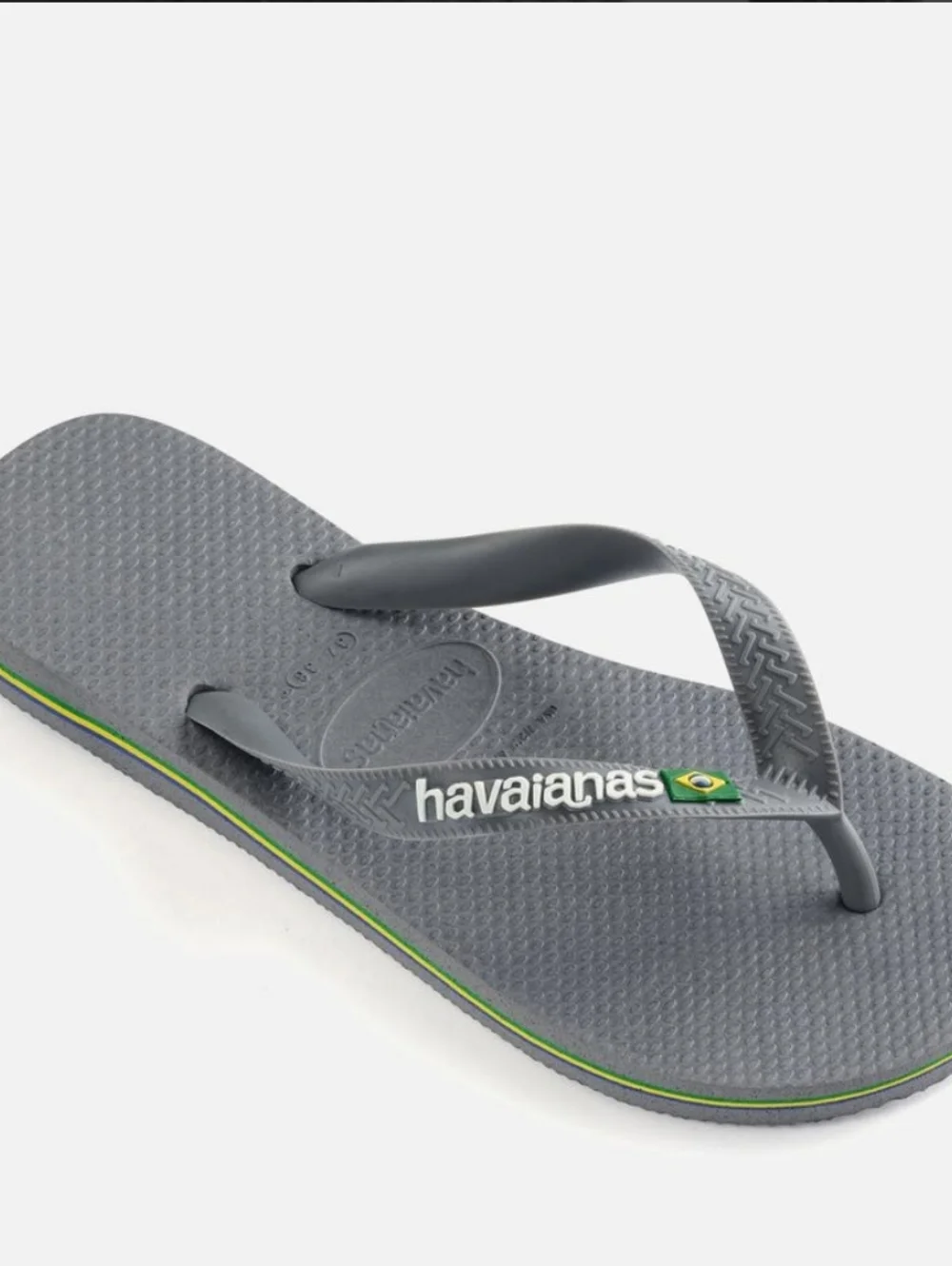 Havaianas Mens Brasil Logo-Embossed Rubber Flip Flops Size 10/11 Grey SummerSurf